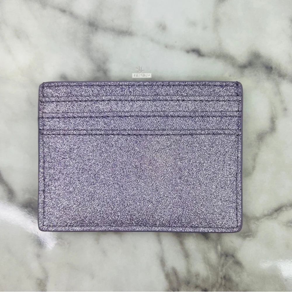 Kate Spade Tinsel Glitter Satchel & Card Holder Wallet In Lilac Frost - Picture 14 of 16